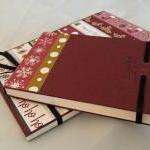 Christmas Stripes - Covered Notebook Set In Wine,..