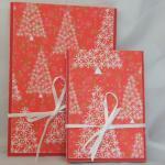 Snowy Starry Trees Pair Of Notebooks In Red And..