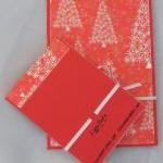 Snowy Starry Trees Pair Of Notebooks In Red And..