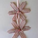 Vintage Pink Ticking Ribbon Stars For Decor, Gift..