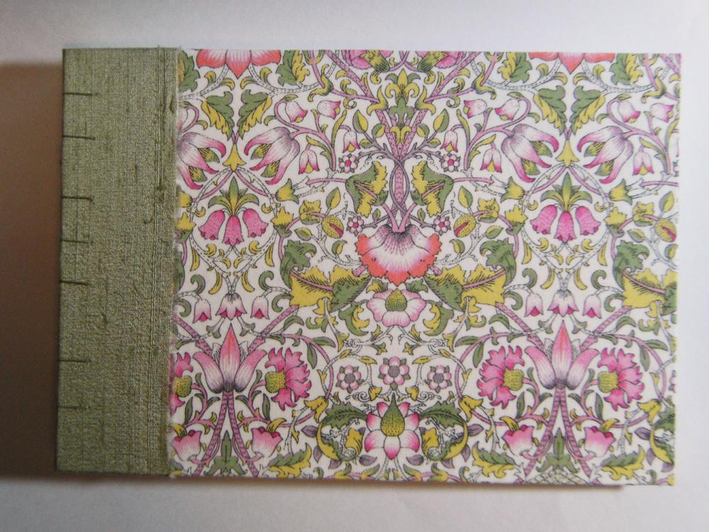Wedding Guest Book - Liberty Print "lodden" Green & Pink Floral - 8" X 5.5" - Ready