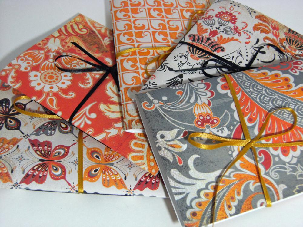 Set Of 5 Note Books 6 X4 - Ambrosia Oranges - Wedding Guest Books, Favor Books, Notebooks