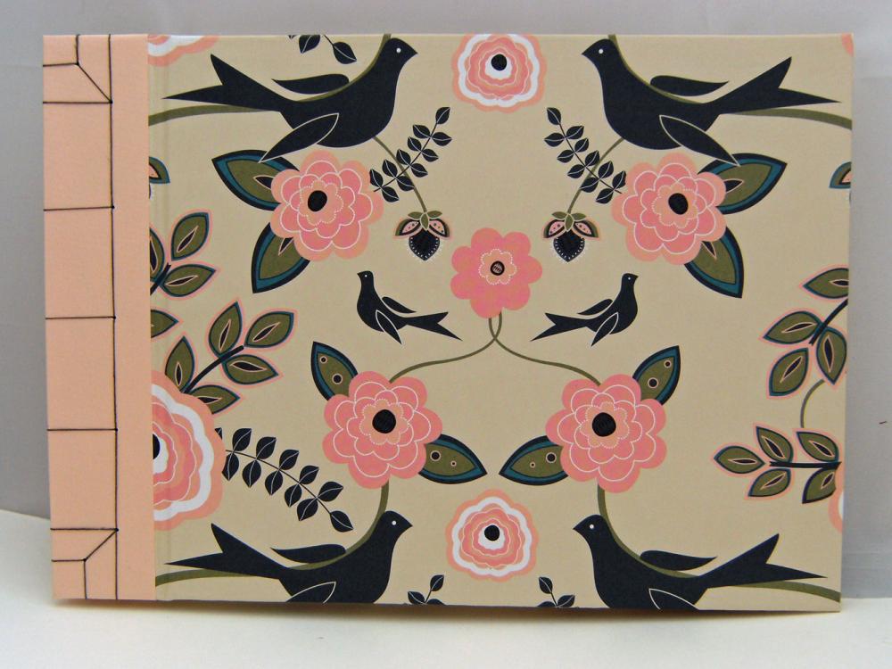 Wedding Guest Book Or Wedding Album : Birds And Flowers - 9" X 6.5" - Made To Order