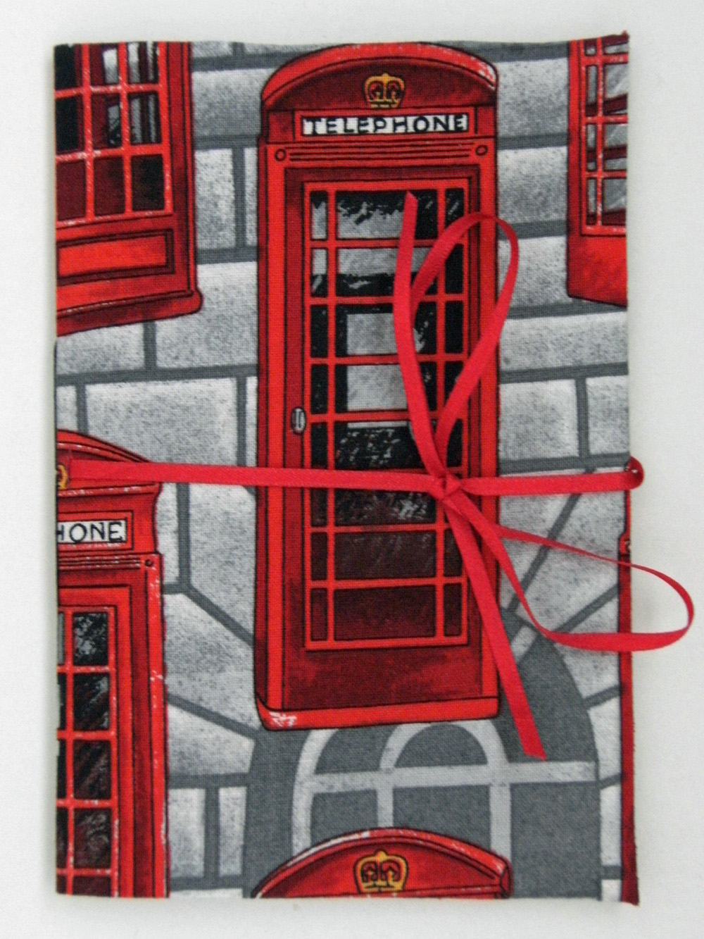 Red Phone Boxes Fabric-covered Notebook, A6 / 6x4"