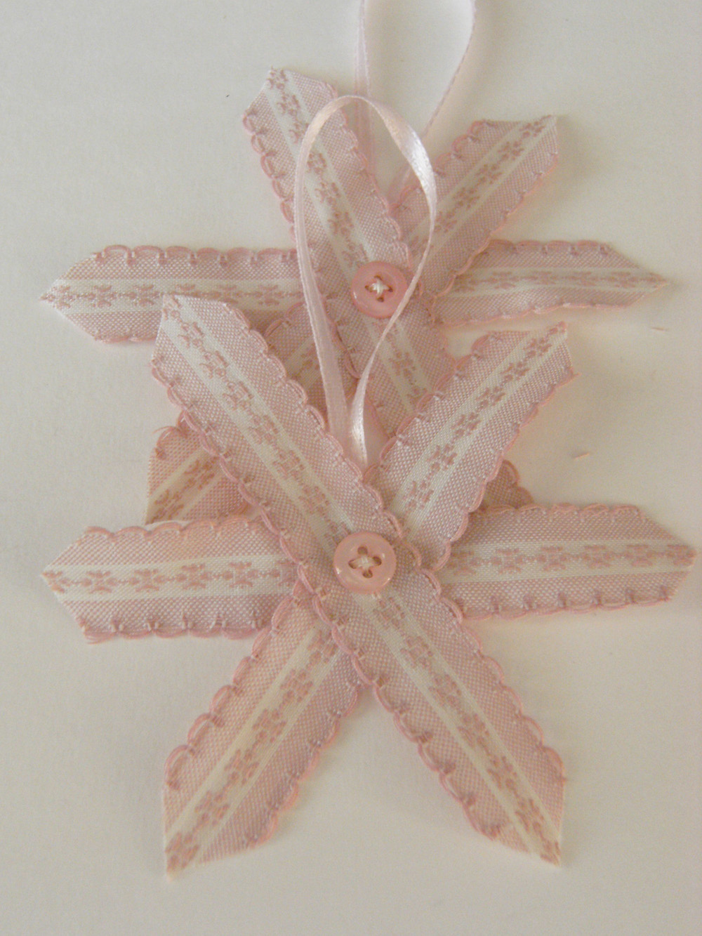 Vintage Pink Ticking Ribbon Stars For Decor, Gift Wrap Or Paper Crafts